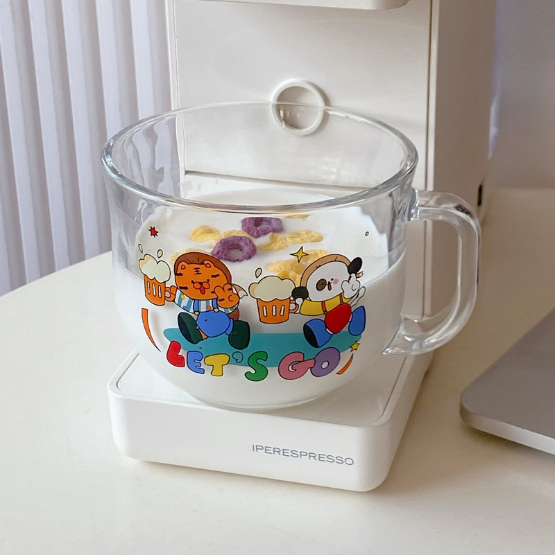 Designer tomato puppy glass cup, breakfast oatmeal cup, milk cup, student water cup, cold drink juice cup full figure
