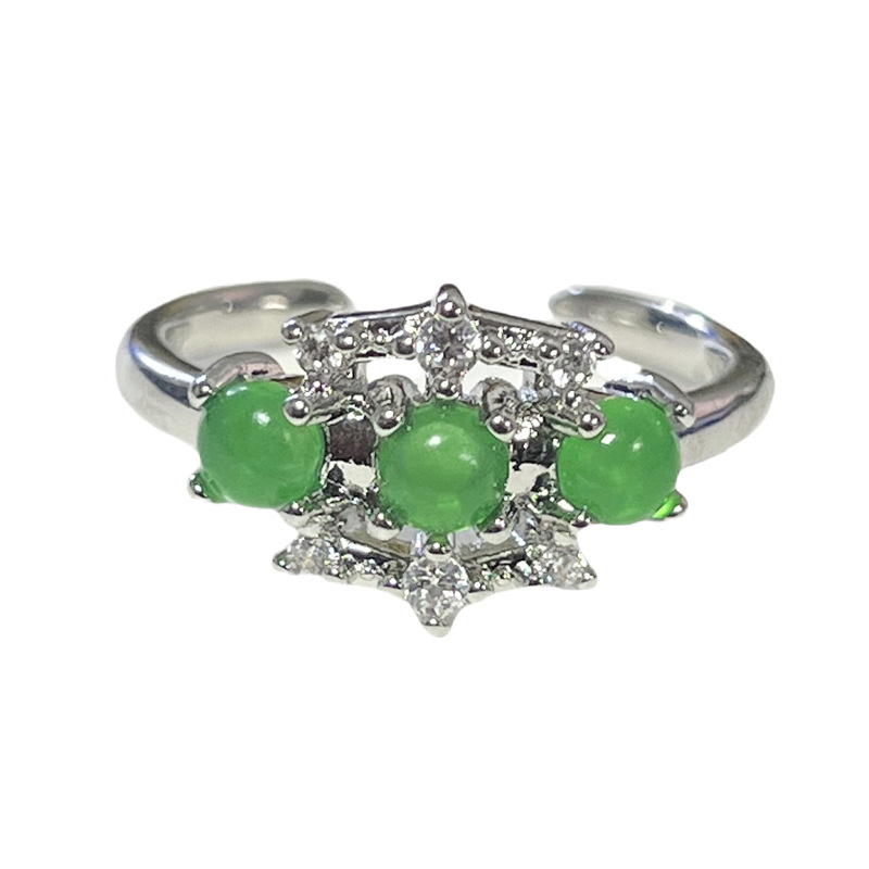 High-end and exquisite emerald-like egg surface light luxury open ring, women's Chinese style, fashionable and cold style, personalized and versatile ring Item Picture