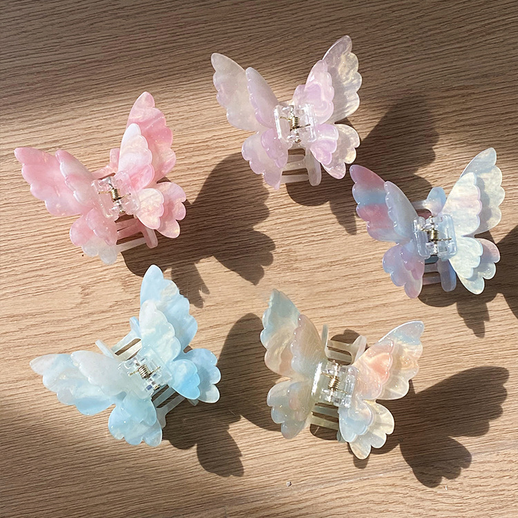 Color-changing butterfly hairpin ~ Summer dopamine cute and sweet hairpin, half-tied hair, less hair, shark hairpin at the back of the head Specification drawing