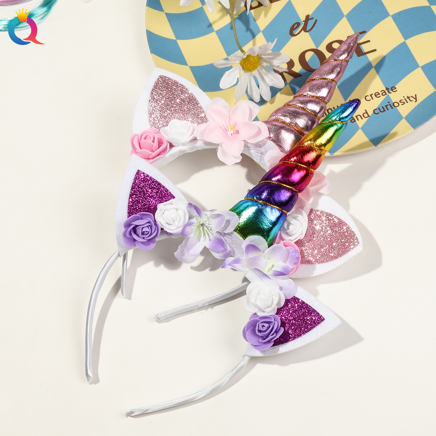 Qiyue Europe and America Cross-border Unicorn Hair Band Children's Birthday Giveaway Headband Princess Hair Accessory Headband Wholesale in stock Application Scenario