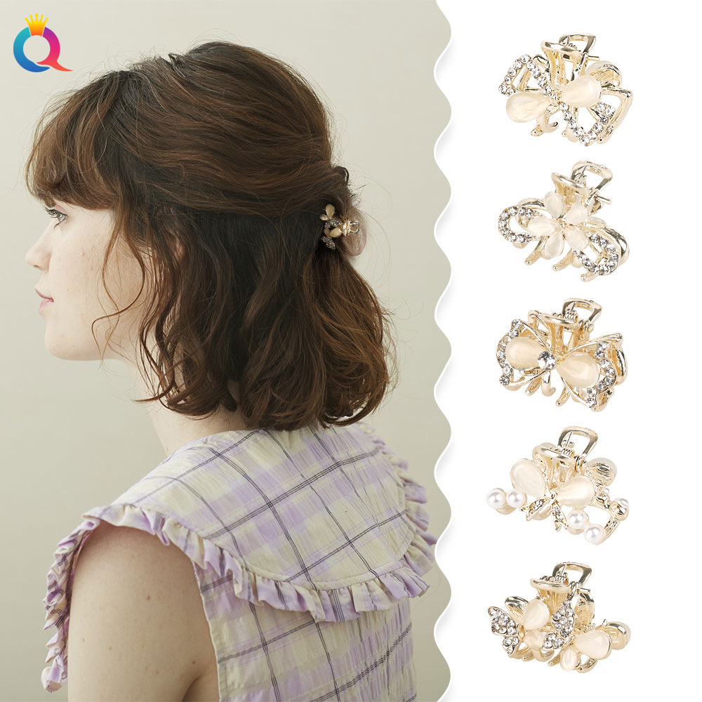 Qiyue Cross-border ins Metal Small claw clips, cat's eye stone butterfly hair clips, bangs clips, broken hair clips and hair accessories wholesale details Picture