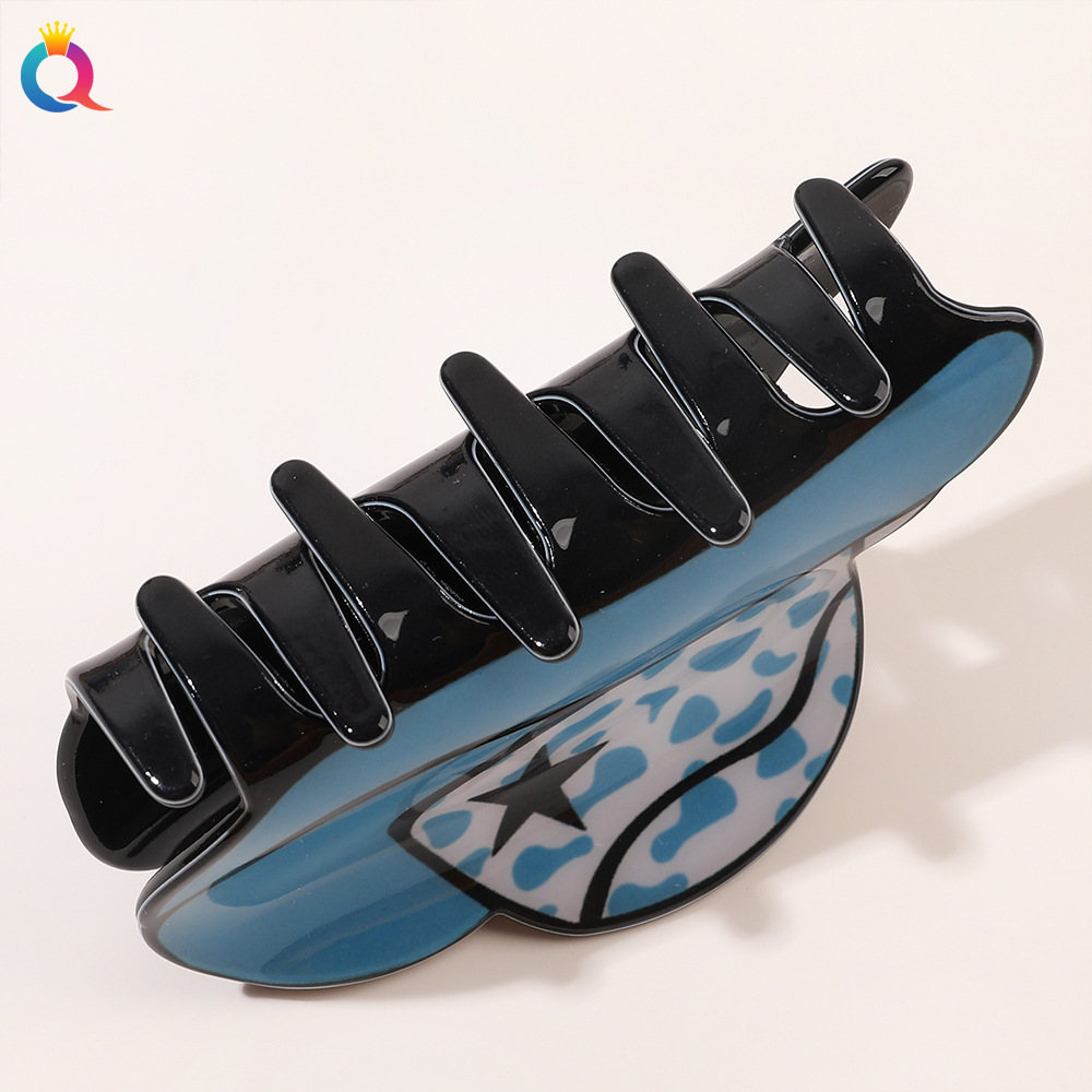 Qiyue acrylic hair clips, British-style hair clips, personalized magic hats, ponytail grab clips, shark clips, hair accessories wholesale Specification drawing
