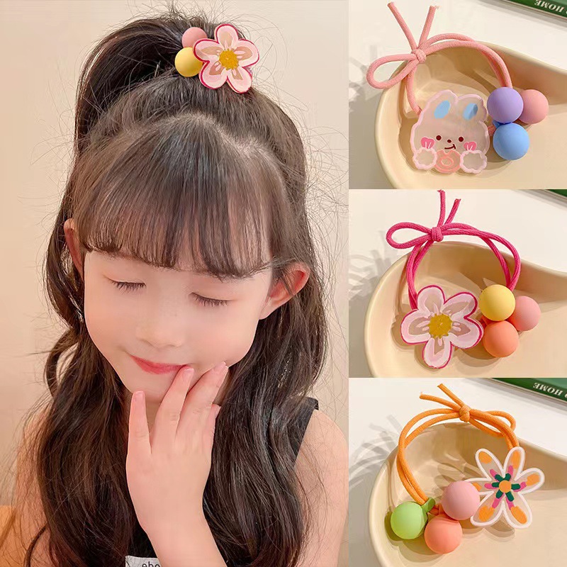 Spring and summer children's hair bands, sweet flowers, high elasticity, tied ponytails, bun heads, little girls, hair bands, hair ties, hair accessories details Picture