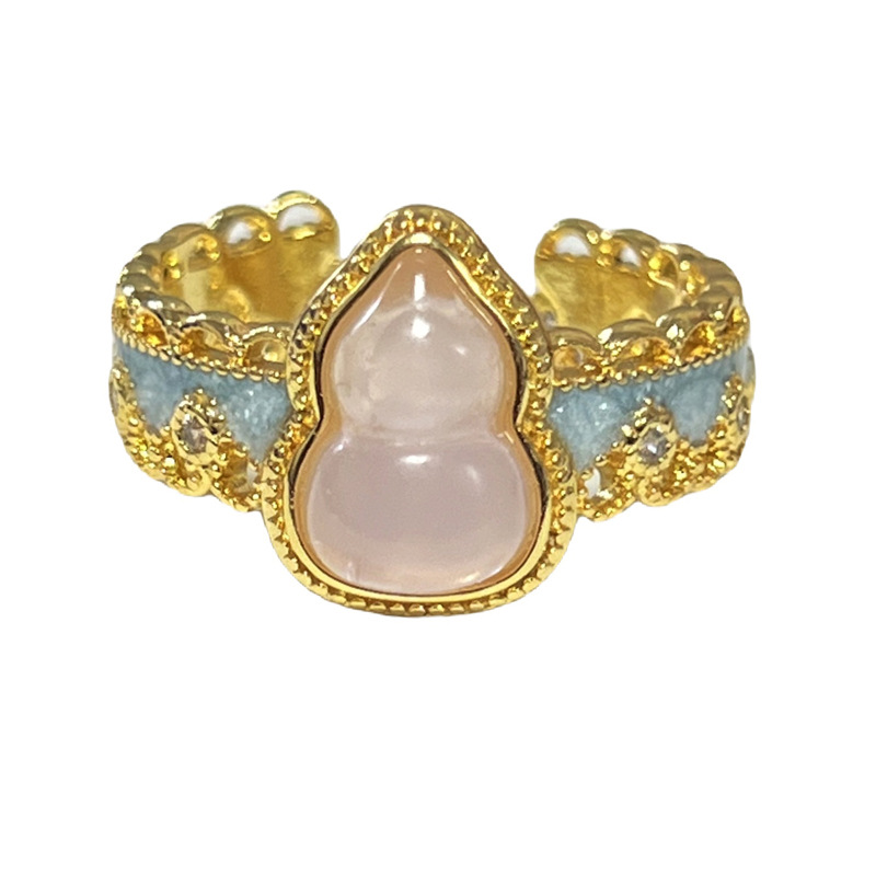 New Chinese-style gourd lace retro open ring, women's ancient style high-end, light luxury ring, niche sweet and cool ring trend Item Picture