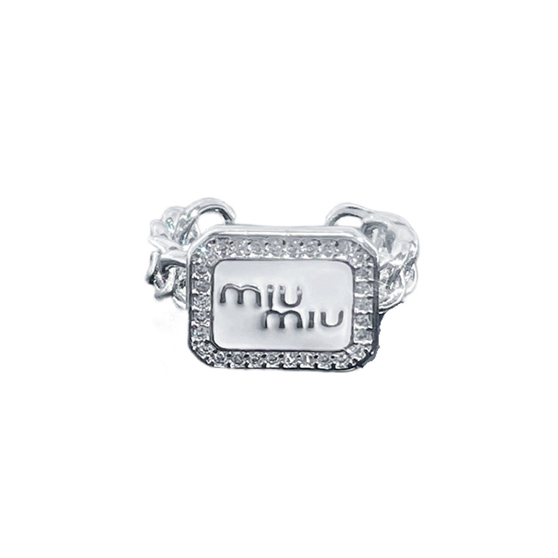 White letter-patterned punk open ring, a unique and versatile fashion food ring for girls and hot girls, autumn and winter accessories Item Picture