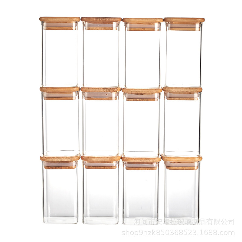 Customized cross-border multi-functional glass storage tank set, high borosilicate sealed tank, kitchen grain and tea storage tank Item Picture