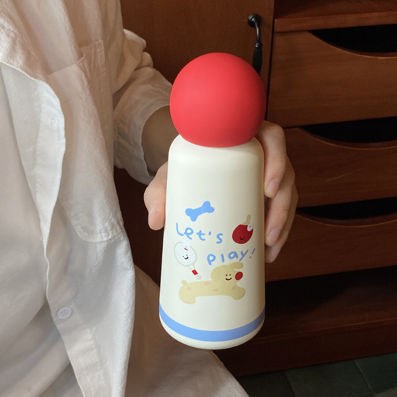 New Year and Christmas cartoon sports table tennis, tennis dog, red nose, 316 stainless steel insulated cup, travel cup, water cup Item Picture