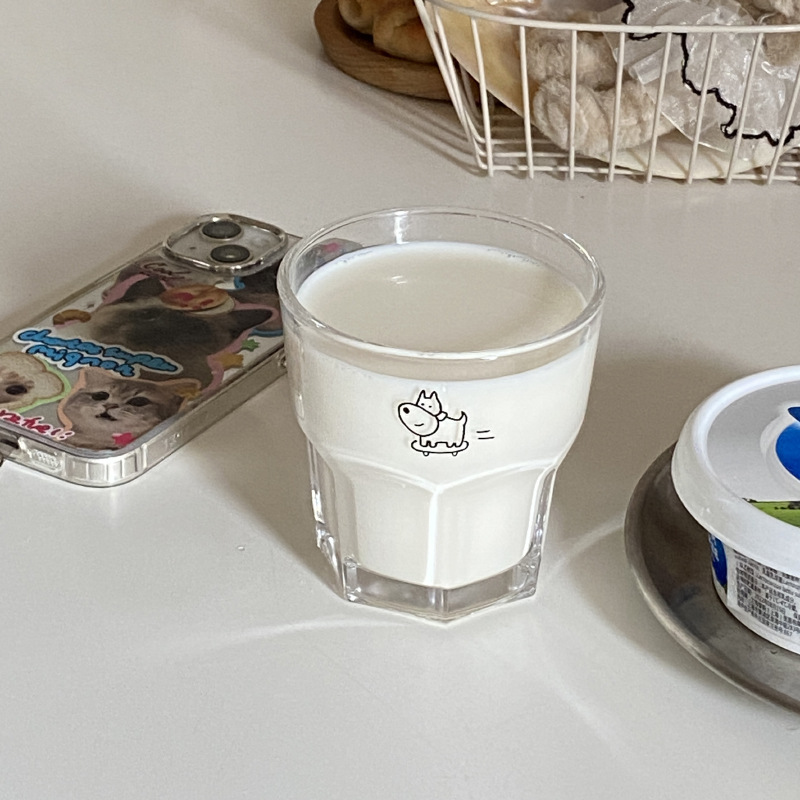 Homemade cute skateboard puppy tempered glass cups details Picture