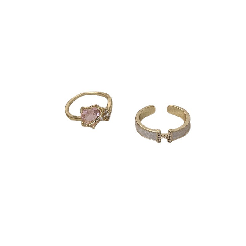 Simple zircon open ring, sweet and cool female style, niche design, fashionable heart star adjustable, personalized ring trend Item Picture