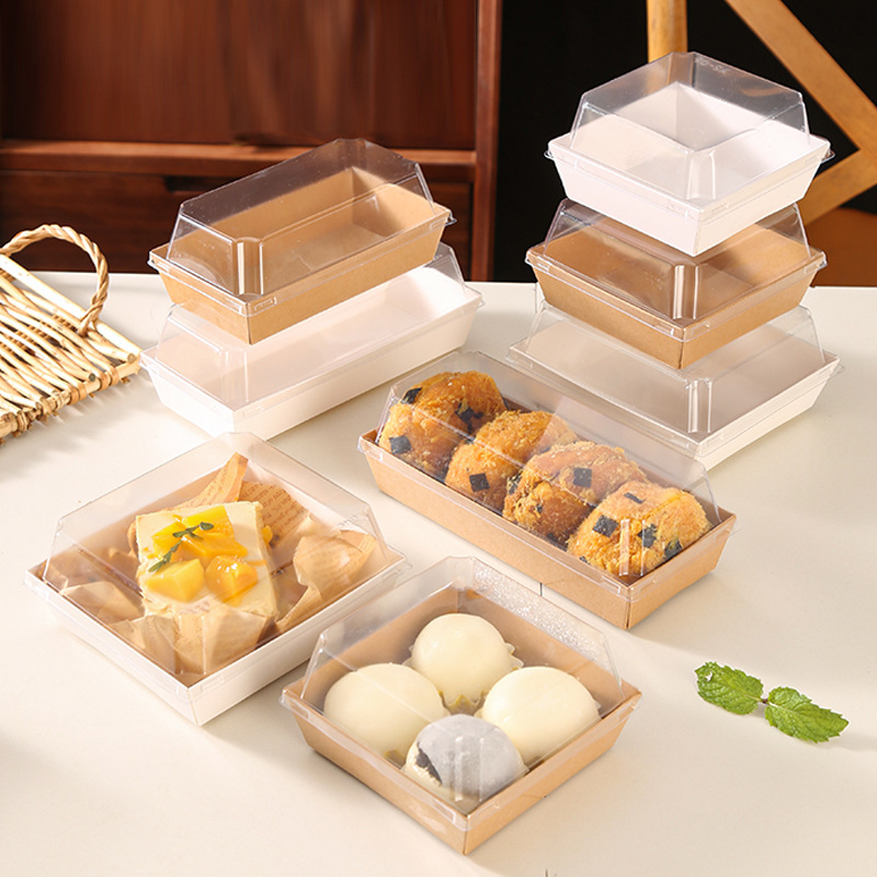 Sandwich packaging box, egg yolk pastry, snow cream, paper box packaging, meat floss, small shell, tiramisu cake, baking box details Picture