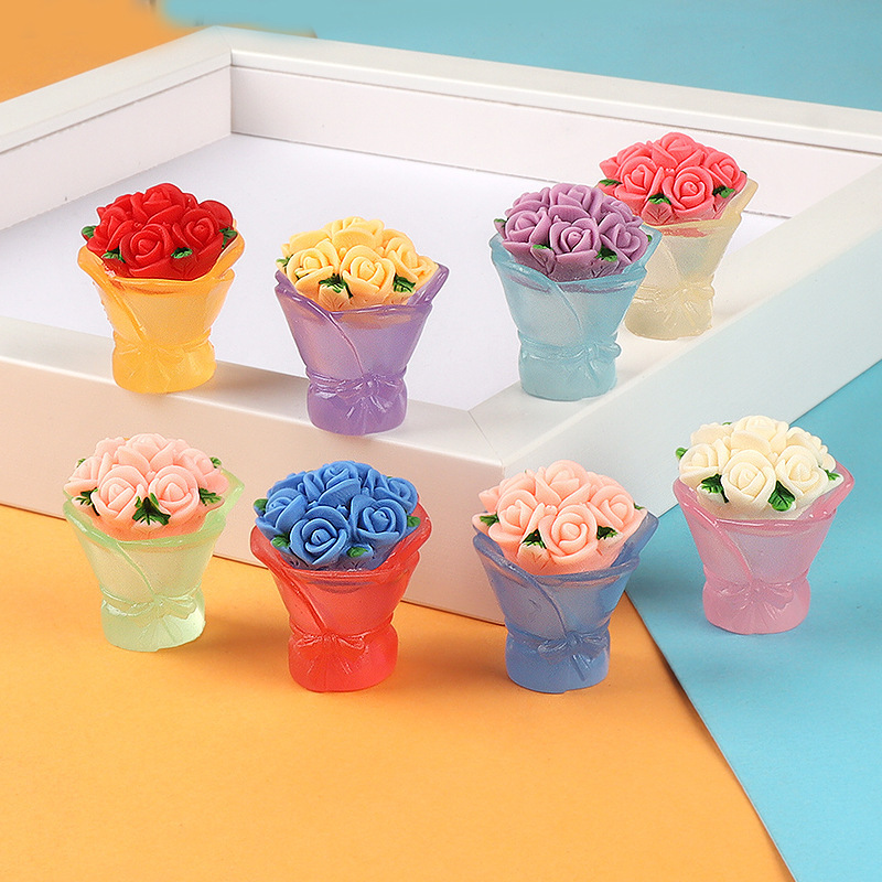 Luminous flower bouquets, resin accessories, DIY resin resin jewelry accessories, children's toys, simulated rose micro-landscape ornaments full figure
