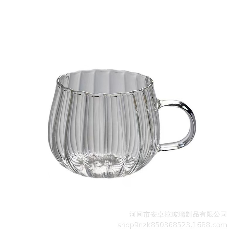 Customized high-temperature resistant handle milk cups, coffee cups, high appearance level pumpkin cups, household glass water cups, high borosilicate Item Picture