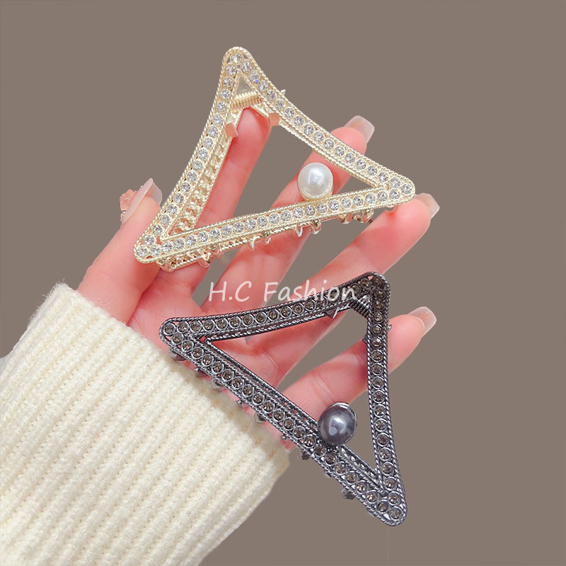 Geometric hairpins, simple alloy gripper, full diamond jewelry, shark clip, exquisite hair accessory, simple and light luxury matching, hairpin for women Specification drawing