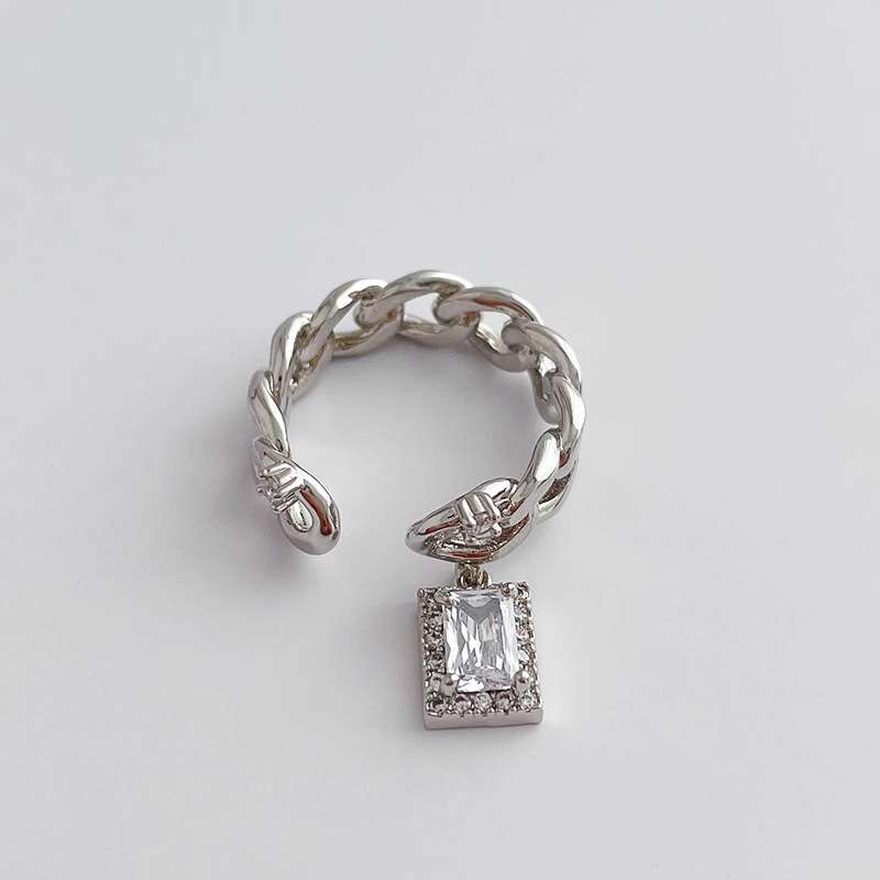 A niche design sense, retro geometric moonstone, light luxury open ring, a unique hip-hop food ring accessory for women on Instagram details Picture