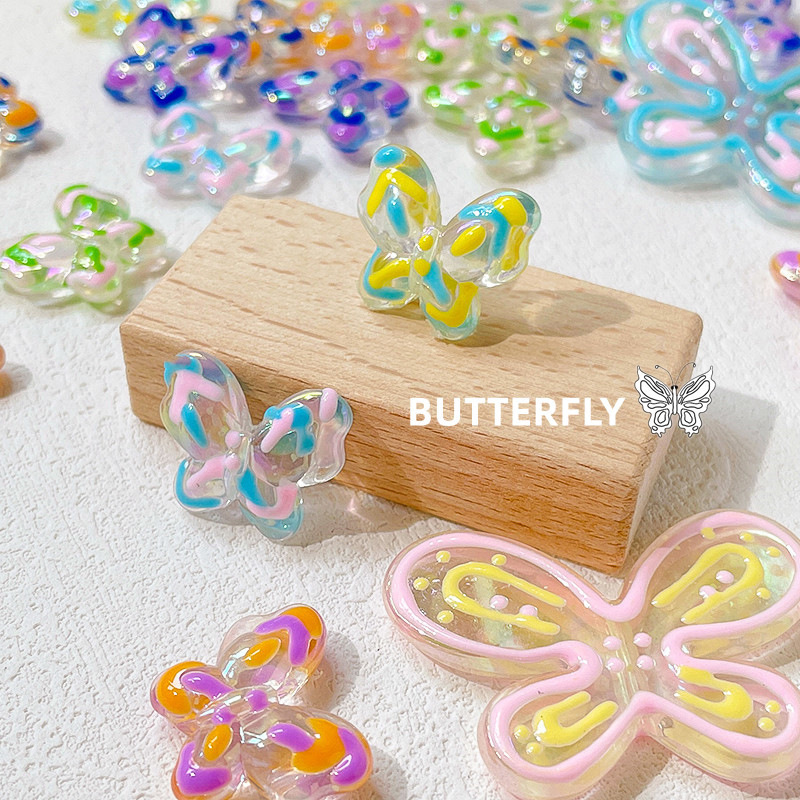 Alec hand-painted beaded candy-colored butterfly hand beaded bracelet material, diy handmade accessories, accessories wholesale Specification drawing
