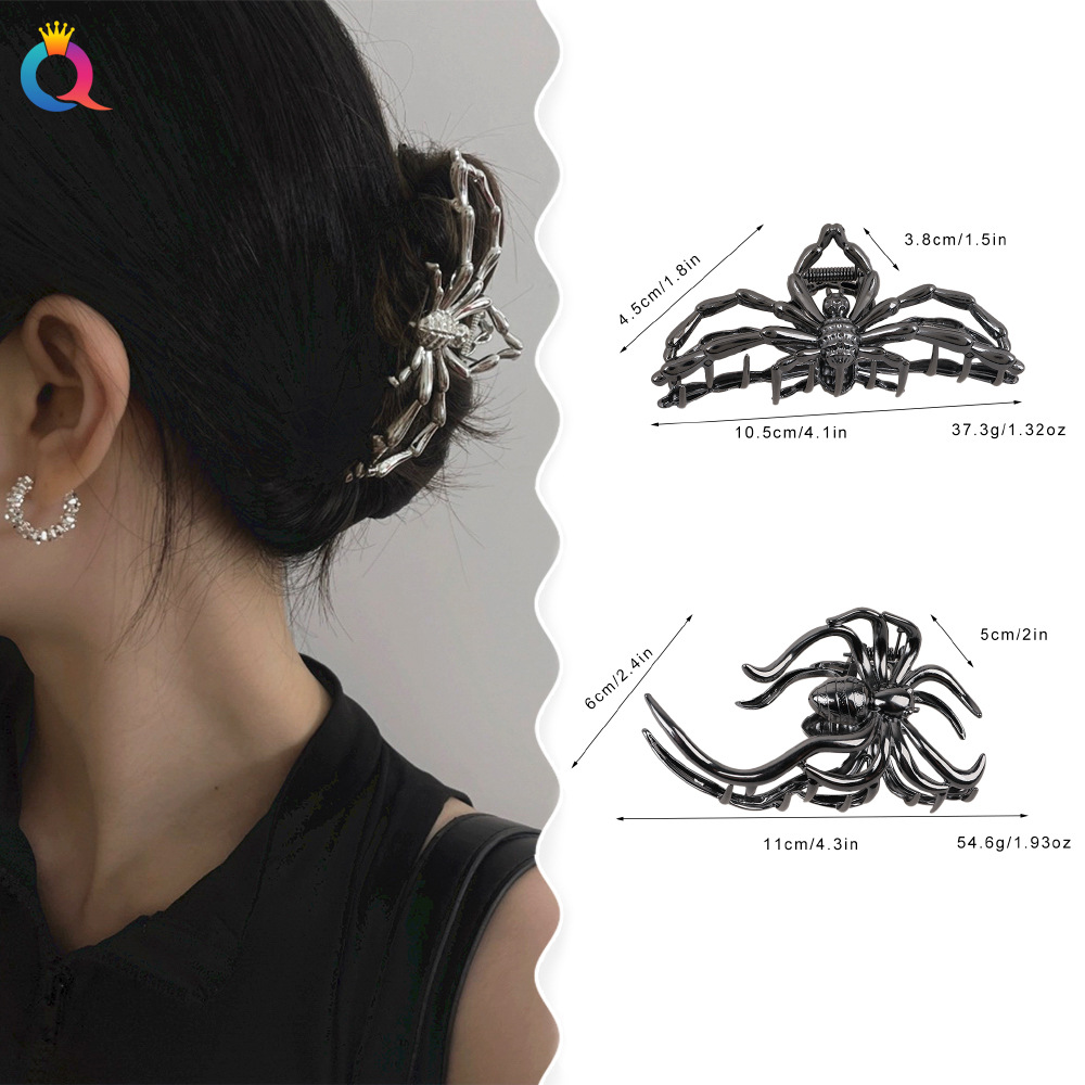 Qiyue Cross-border Halloween Hair Clips, metal spider grabbers, back head plate hair clips, shark clips, hair accessories wholesale Specification drawing
