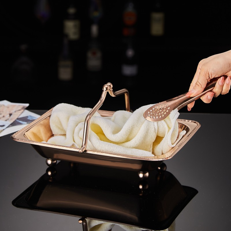 Stainless steel towel tray, portable towel basket, hotel KTV, bar, guest room hot towel tray, napkin tray, fruit basket Specification drawing