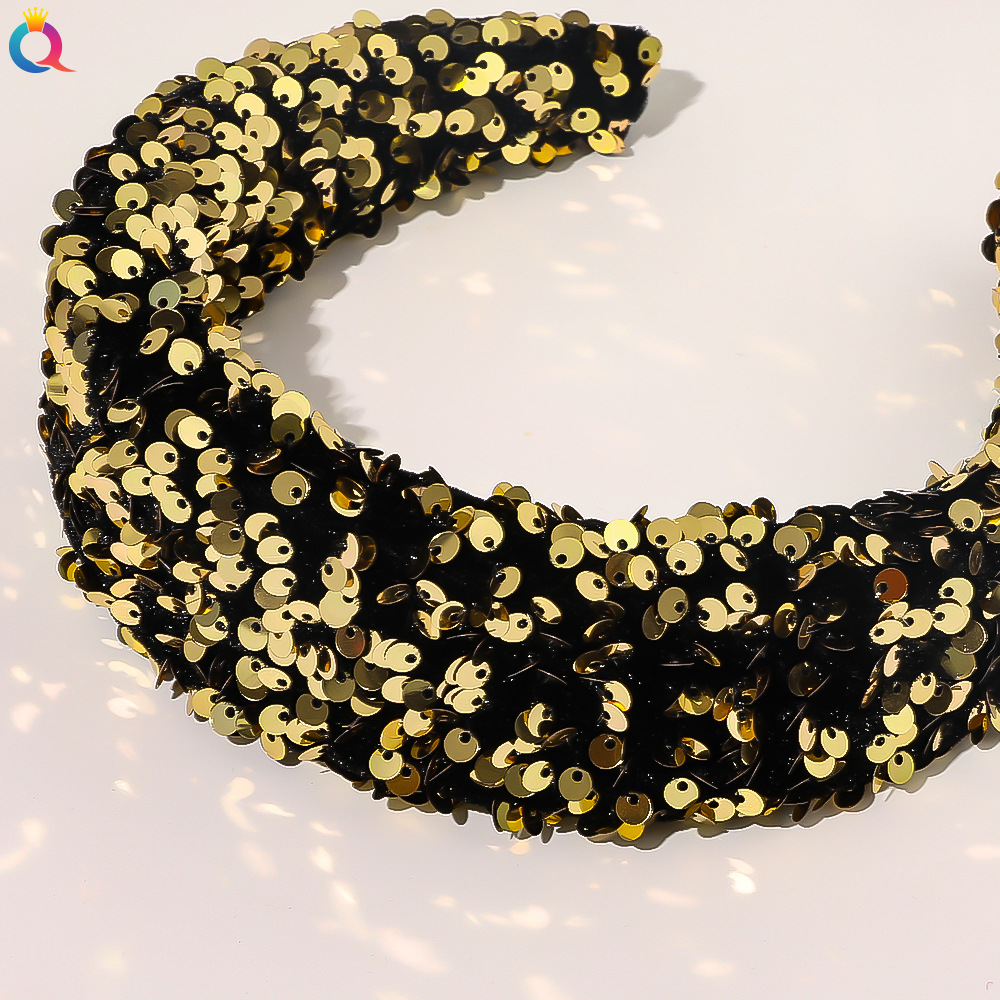 Qiyue Cross-border Amazon Sequin Sponge headband Dance Show Trend ins Wide Edge headband Wholesale Hair accessories Application Scenario