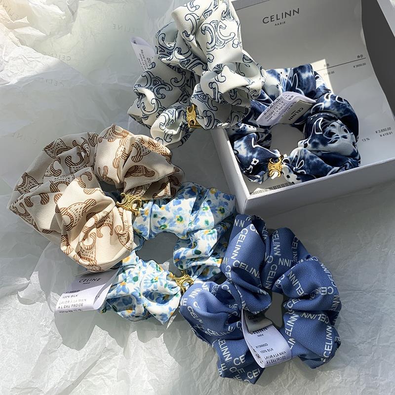 CELI Arc de Triomphe Silk Large Intestine Hair Band, light luxury style, silk hair tie, niche high-end sense, letter hair tie and hair accessory Specification drawing