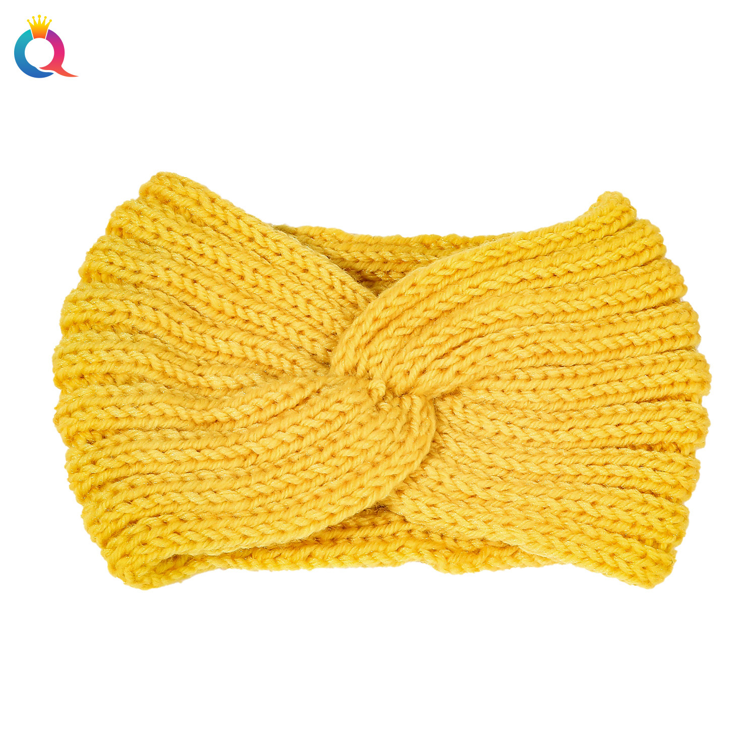 Qiyue Cross-border Autumn and Winter knitted woolen hair Tie, women's high-end wide edge facial wash head and hair accessory wholesale Item Picture
