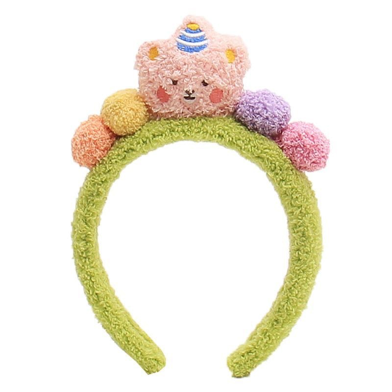 Korean Kawaii cute girl headband spring and summer plush cartoon headband Sweet girl hair-pressing and face-washing headband Item Picture