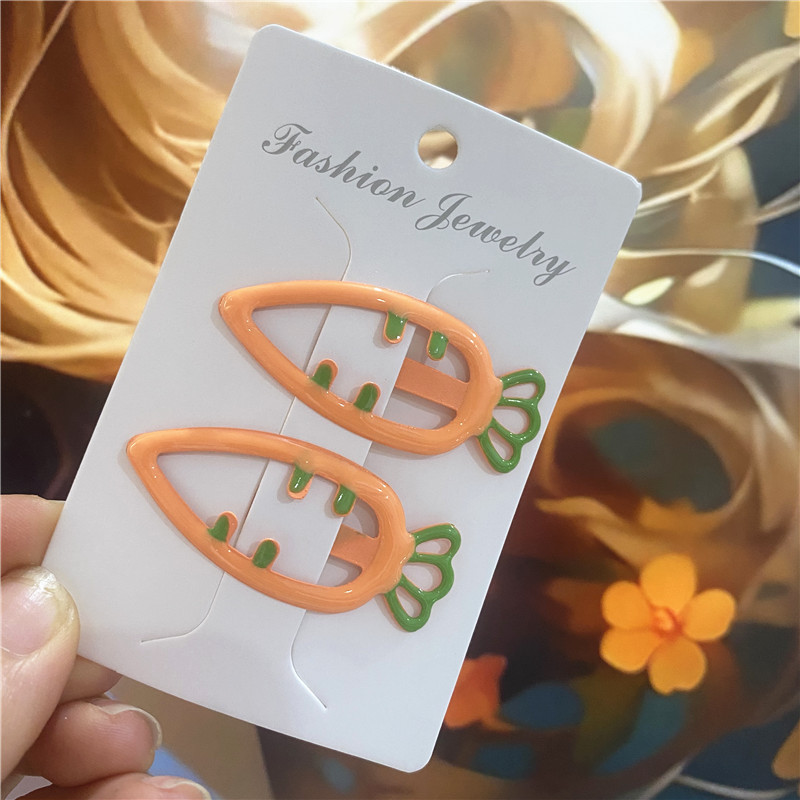 Candy-colored carrot children's hair clips, summer hair clips, bangs hair accessories, headwear, back of the head hair clips Specification drawing