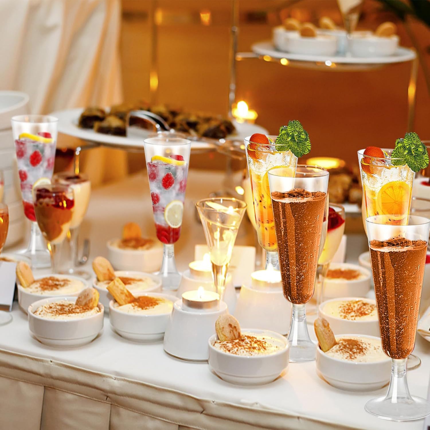 Wholesale 150ML disposable champagne glasses, cross-border wedding parties, birthday parties, ps plastic transparent tall glass factory Application Scenario