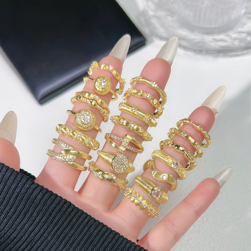 New Chinese-style retro brushed, simple and high-end open ring, elegant Chinese style, fashionable, light luxury, versatile and niche ring details Picture