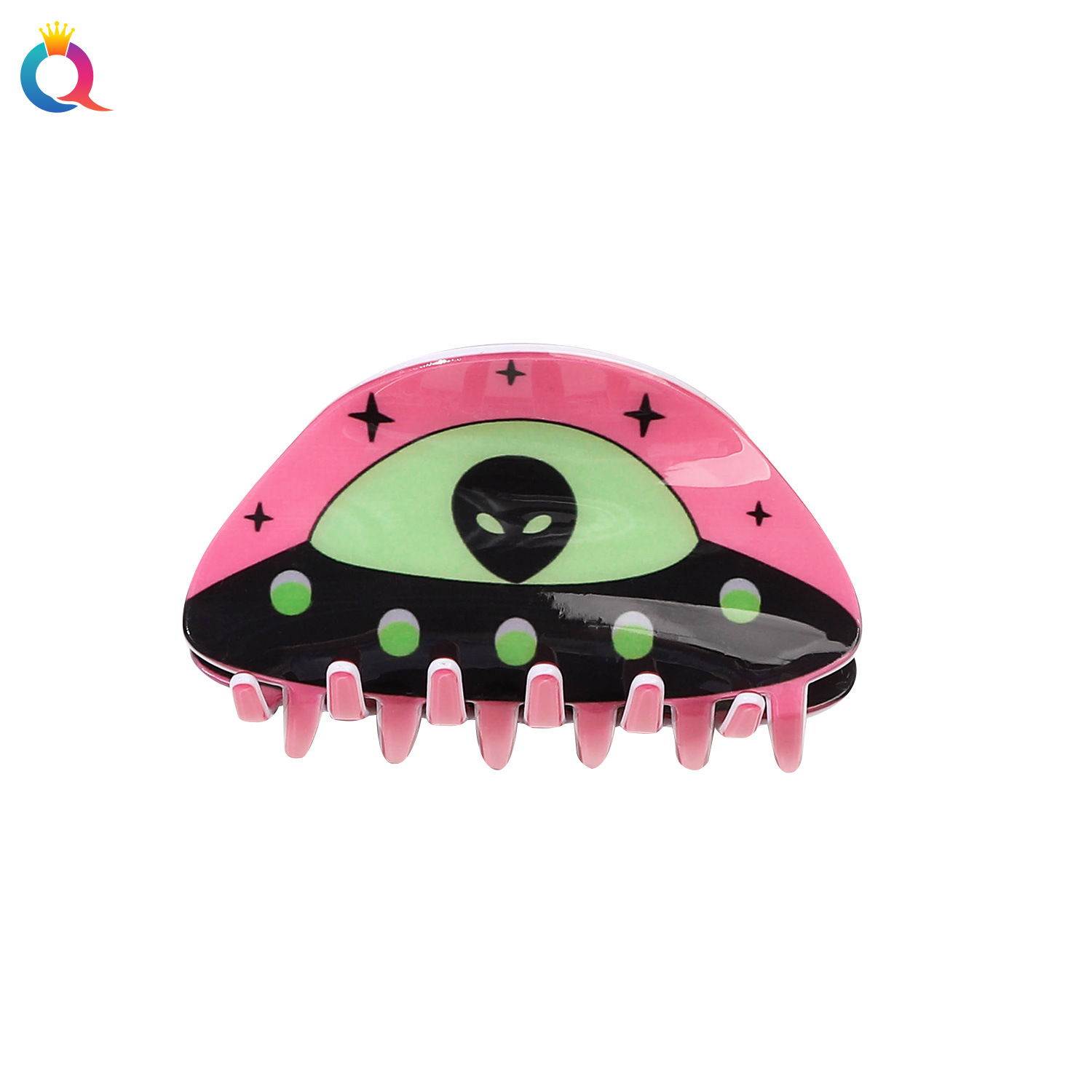 Qiyue Cross-border Acrylic alien spaceship hair clip, back head updo hair clamp, high-end shark clip hair accessory wholesale Item Picture