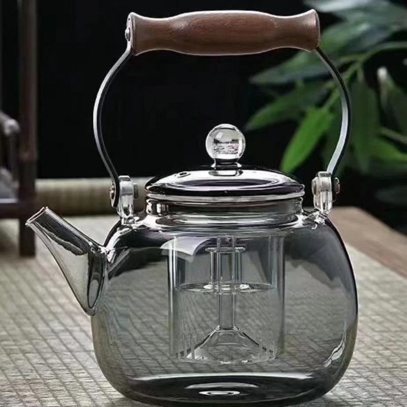 High borosilicate transparent glass high-temperature resistant kettle, large-capacity handle kettle, electric ceramic stove, heating and boiling kettle set full figure
