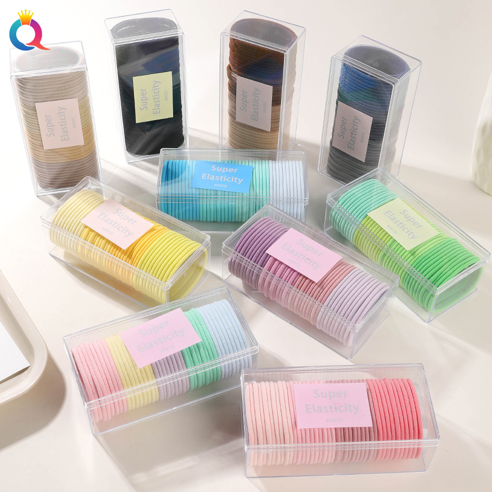 Qiyue Cross-border Korean version box set high-elasticity hair accessories, hair ties, high-end feel, no damage to hair, rubber bands, hair ties, hair bands wholesale full figure