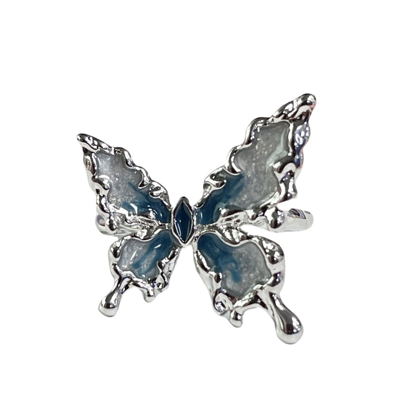 Lava irregular liquid butterfly ring for women, adjustable androgynous style couple ring, pleated, cool and stylish accessory Item Picture