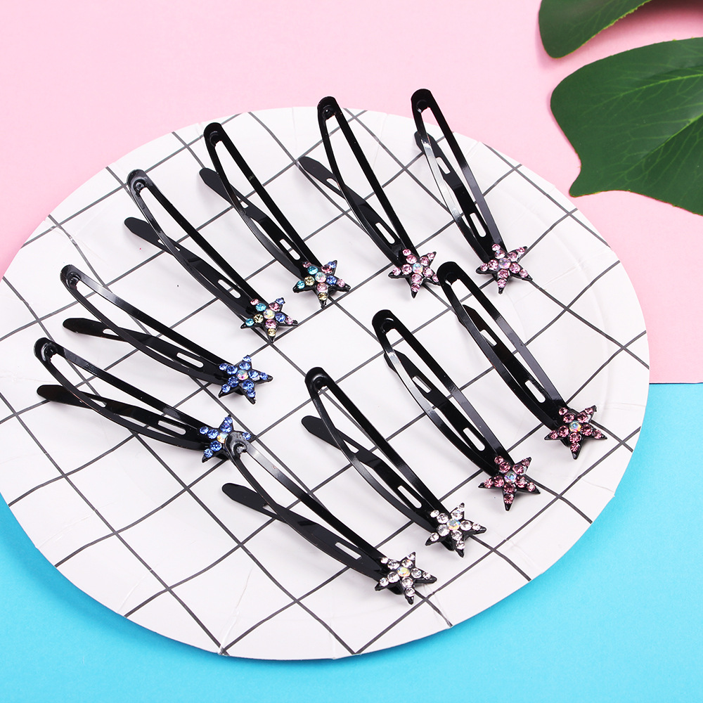 Qiyue Korean diamond-encrusted simple Adult Large water diamond hair clip Black lacquered matte BB hair clip accessory A16 Specification drawing
