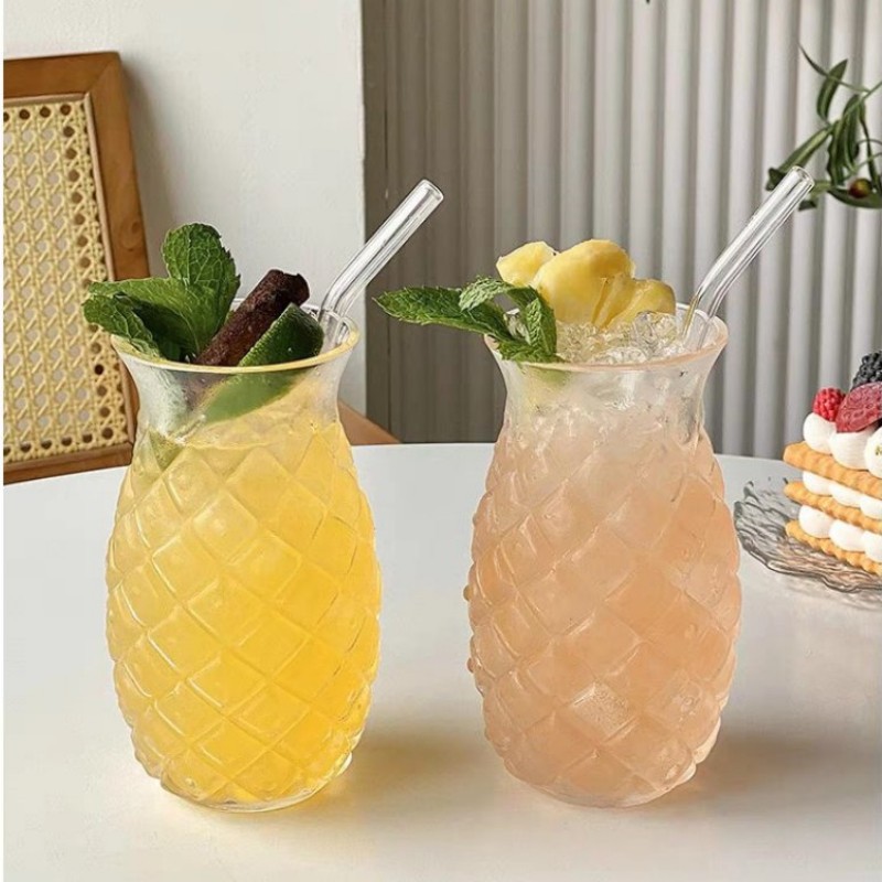 High borosilicate glass creative wine glasses, juice cups, glass cups, cocktail glass cups, bar Internet celebrity pineapple cocktail cups full figure