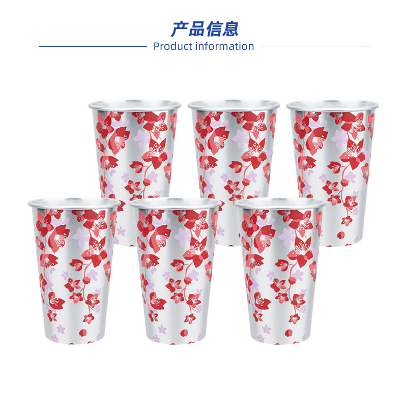 Creative cherry blossom color-changing aluminum cup, temperature-sensitive rolled edge cold drink cup, outdoor camping aluminum single-layer color-changing cup Application Scenario