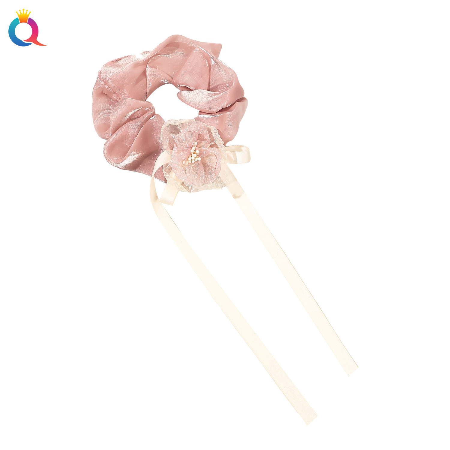 Wholesale of Qiyue Cross-border Bow, Ribbon, Large Intestine Hair Tie, Flower Hair Tie, high-end leather band hair Tie for women Item Picture