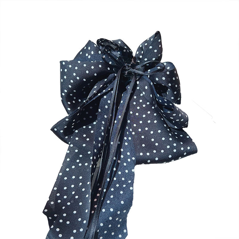 French retro black and white polka dot bow clip, elegant clip, hair clip, flowing ponytail clip, shark clip headwear for women Item Picture