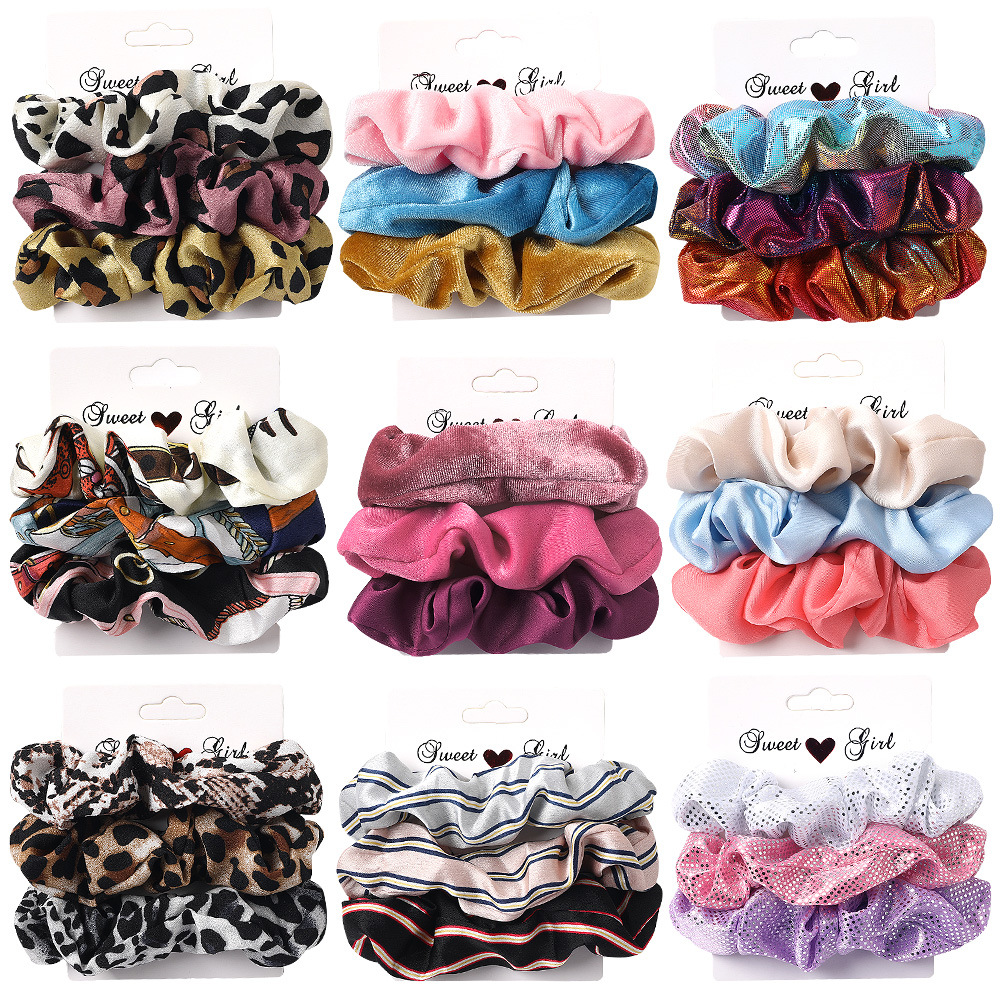 Qiyue Cross-border Style Simple Fabric Large Intestine Hair Band candy-colored hair rope Large Intestine Hair Band Set Headwear C145 Headwear batch details Picture