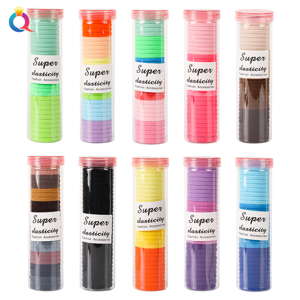 Qiyue Cross-border Amazon 30 cans of high-elasticity basic towel bands, seamless hair bands, hair ties, and bun hair ties full figure