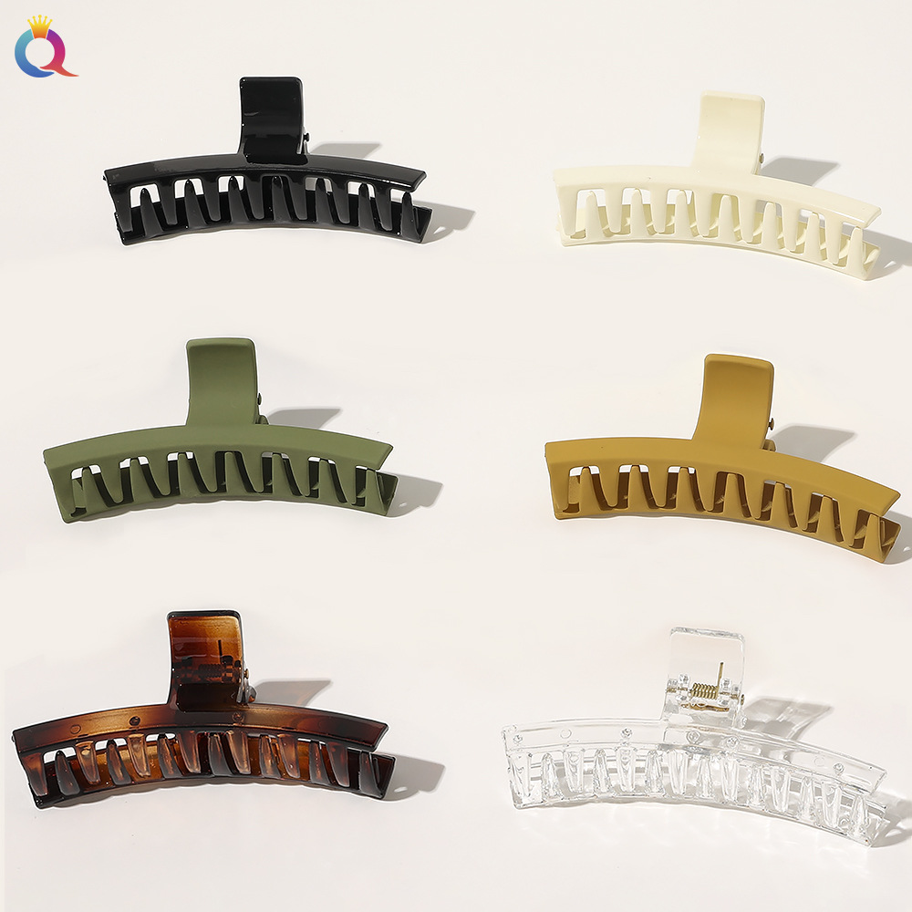 Qiyue Cross-border's new matte coil hair clip, Morandi color hair clip, fashionable and versatile, shiny arc-shaped clip hair accessory full figure