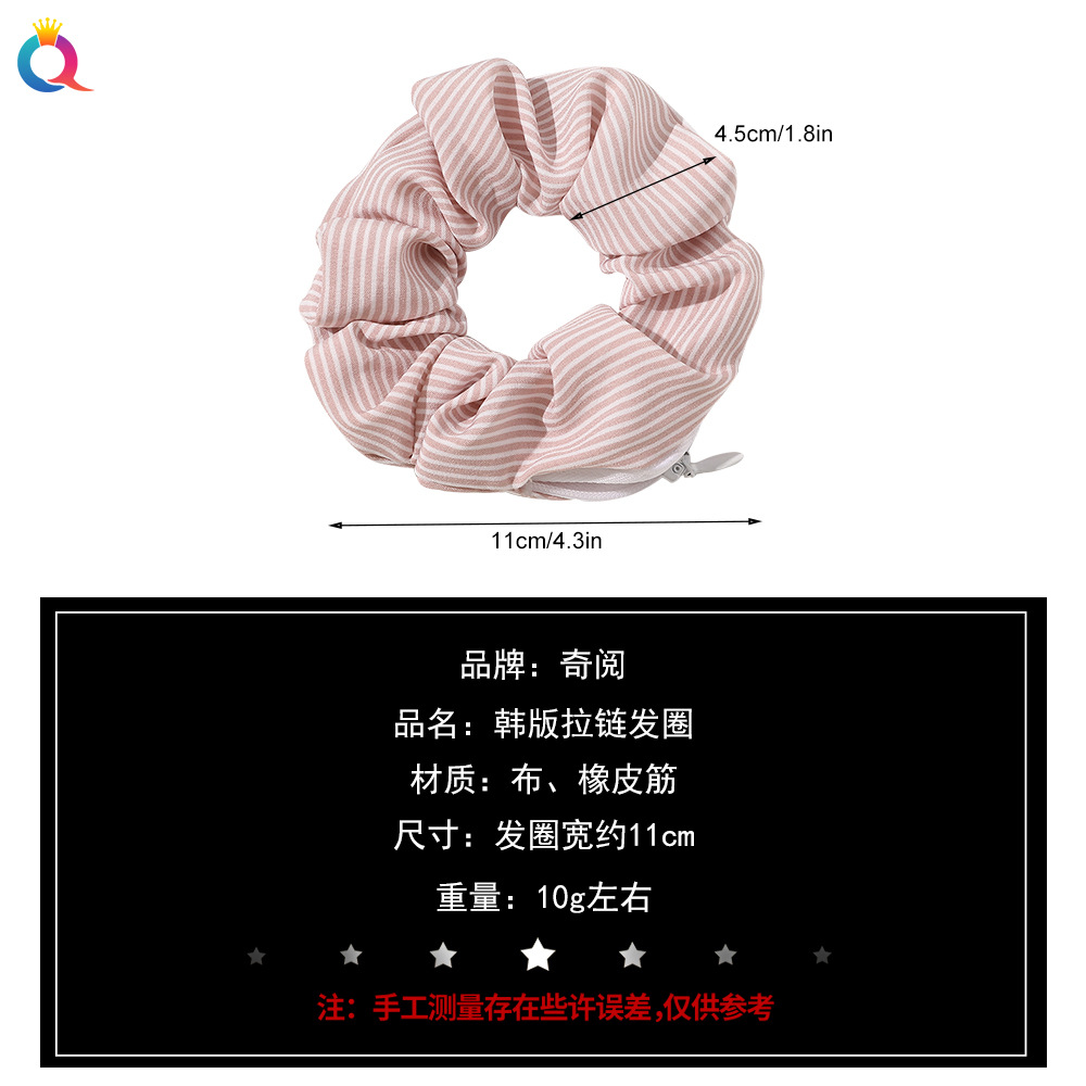 Qiyue European and American small dot striped zipper large Intestine ring Cross-border e-commerce Amazon head ring hair accessory wholesale Application Scenario