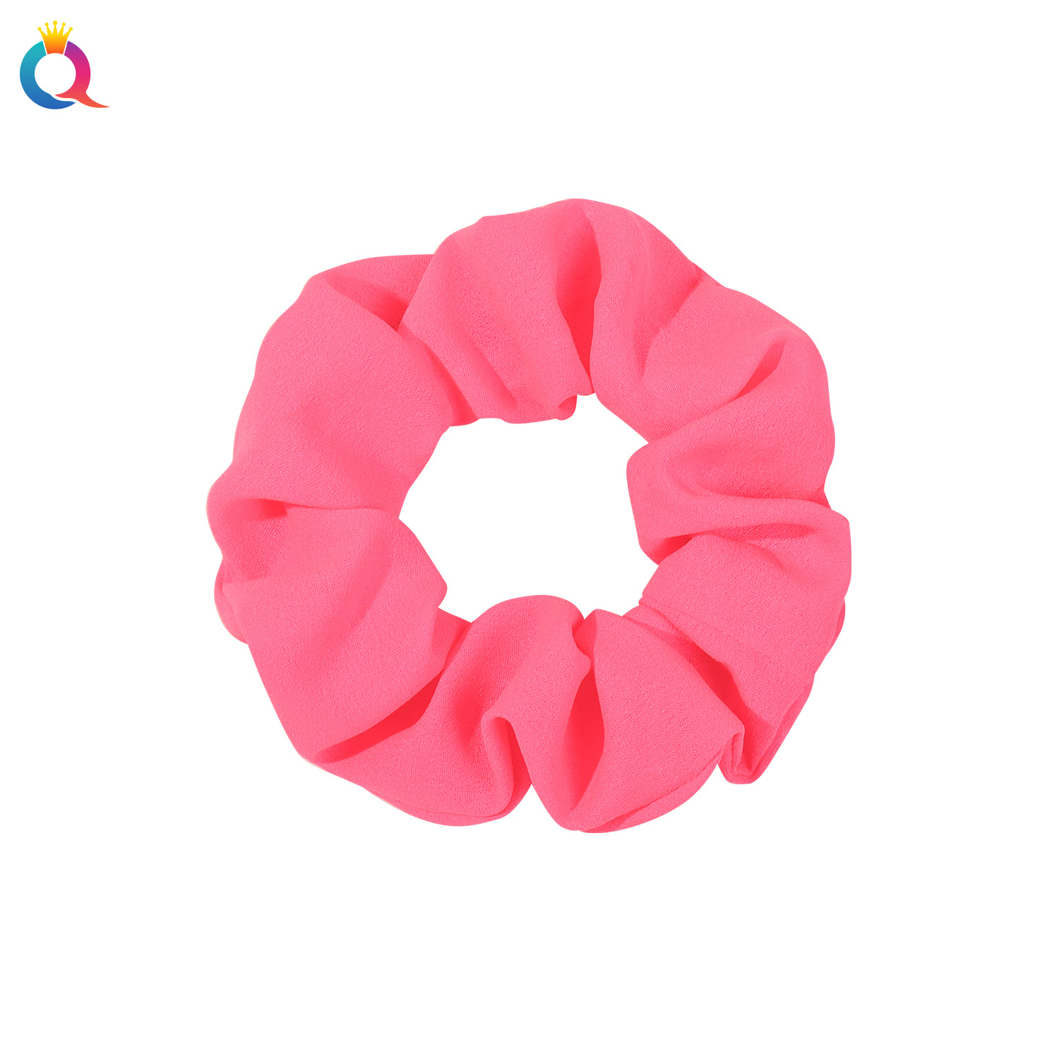 Qiyue Cross-border Fluorescent Color Fabric Large Intestine Hair Tie, European and American solid color simple high ponytail Hair Tie Large Intestine Hair Tie wholesale Item Picture