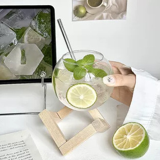 Ins-style coffee glass cups, summer drinking cups, niche design sense, restaurant juice drink cups, ladies Item Picture
