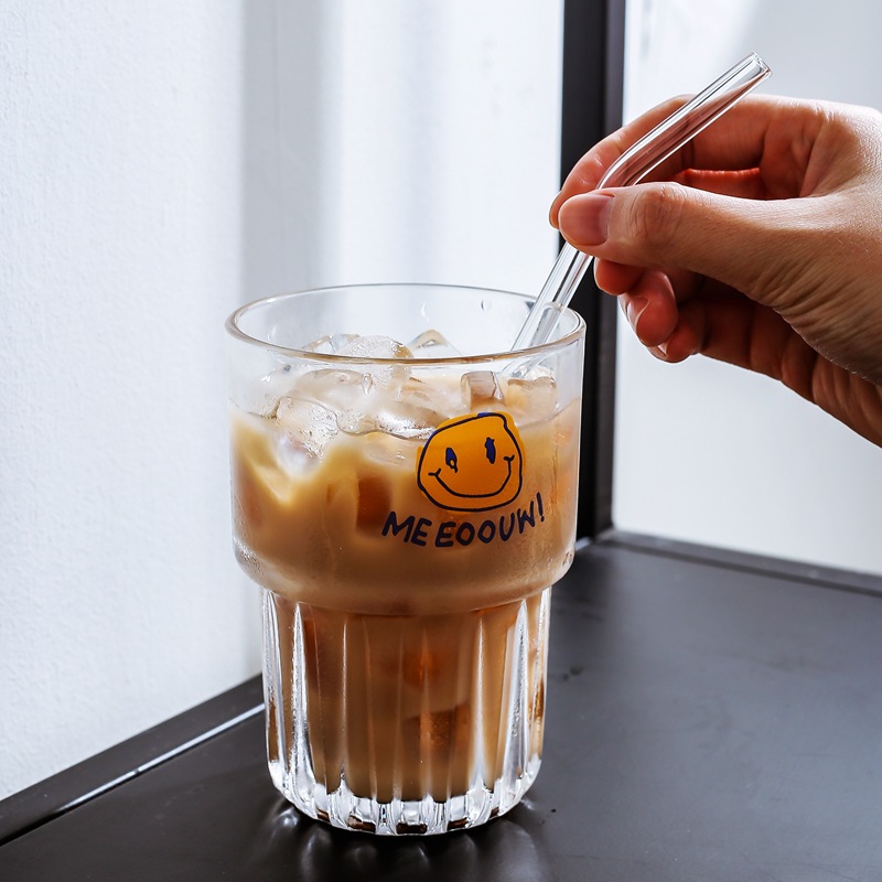 Korean InS-style iced coffee cup, milk tea cup, glass cup, stackable water cup, cola juice cup, refreshing Specification drawing