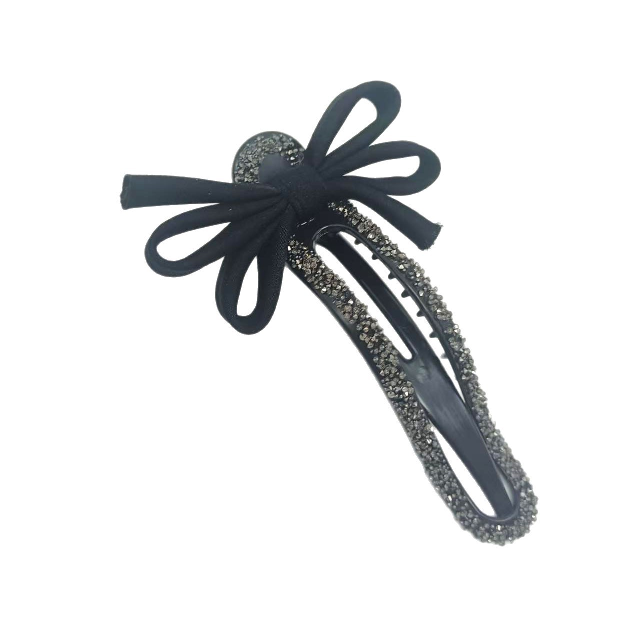 2025 New diamond-encrusted straight clip, high-end grab clip, female Internet celebrity's back head lazy person's clip, bun hair clip, duckbill clip hair accessory Item Picture