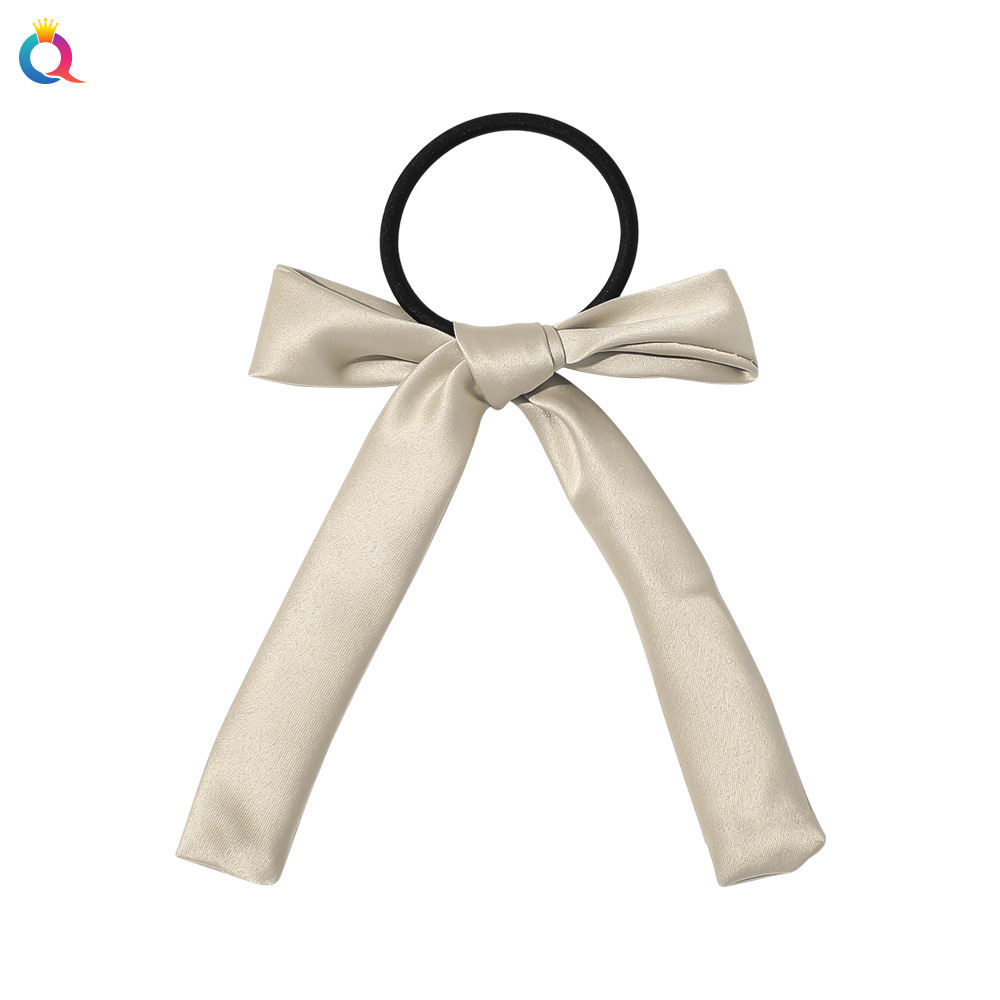 Qiyue Korean version candy-colored bow hair band, satin solid color hair tie, simple and elegant hair accessory Item Picture