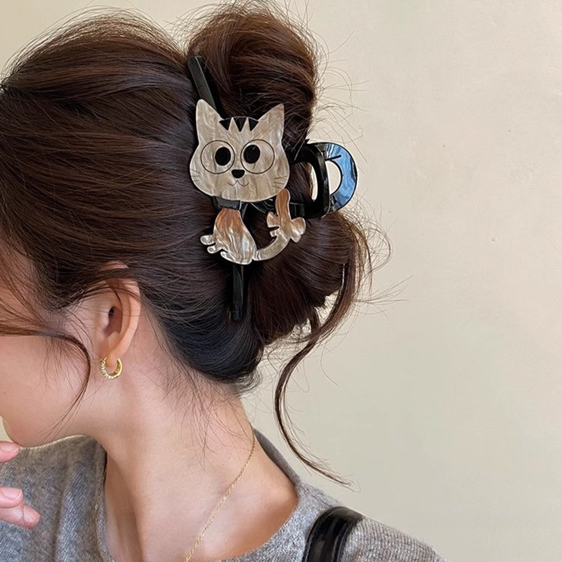 Cute and adorable kitten claw clip for women 2025 new high-end shark clip hair clip at the back of the head updo headwear clip Specification drawing