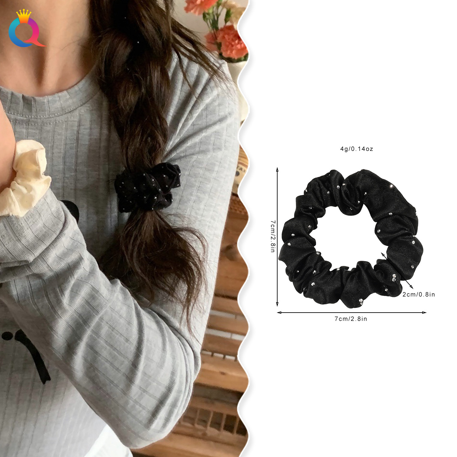 Wholesale of Qiyue high-end diamond-shaped hair ties, colored Ding large intestine hair bands, high-elasticity rubber band hair ties and feminine hair accessories details Picture