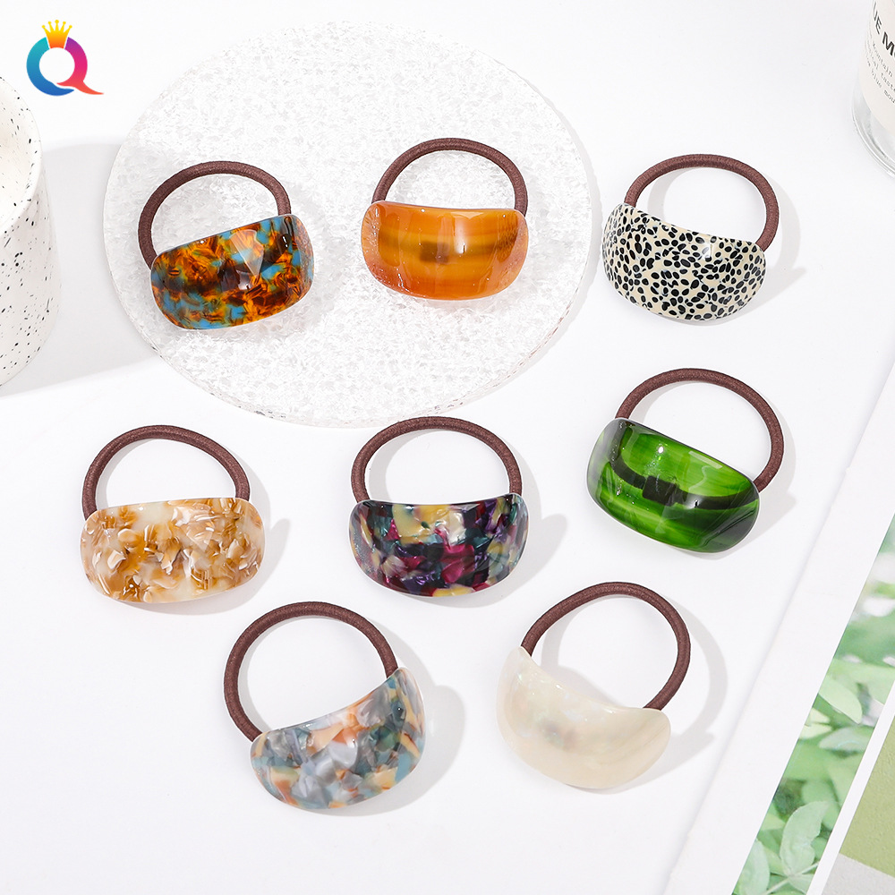 Qiyue Amazon Cross-border acetic acid hair Tie ponytail versatile, elegant hair tie durable, high-end look, hair tie elastic band details Picture