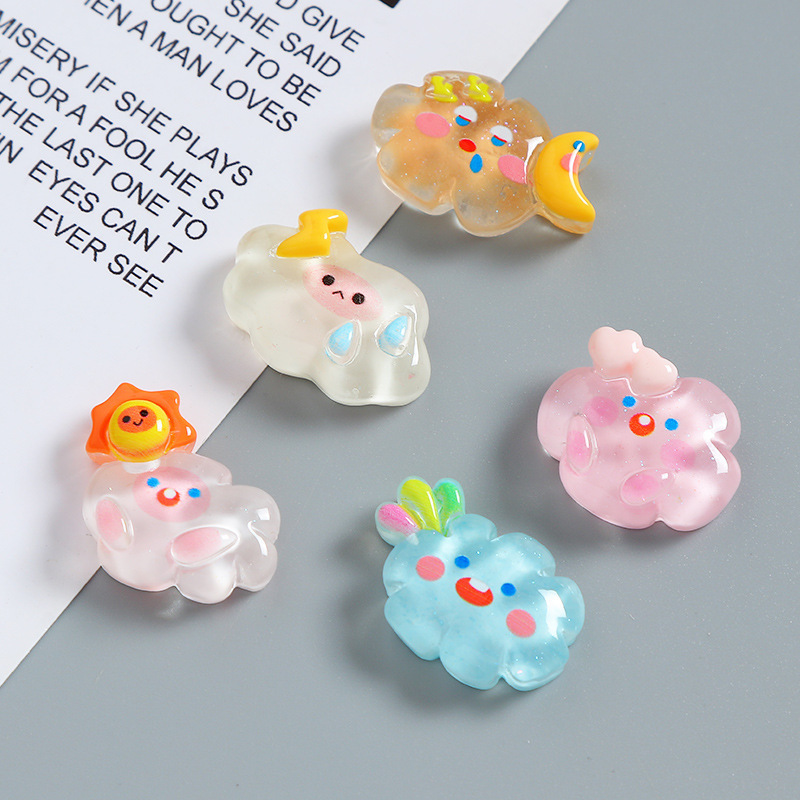 Resin diy accessories, cartoon cute clouds, cream glue small trinkets, hair clips, phone cases, crocs, resin accessories full figure